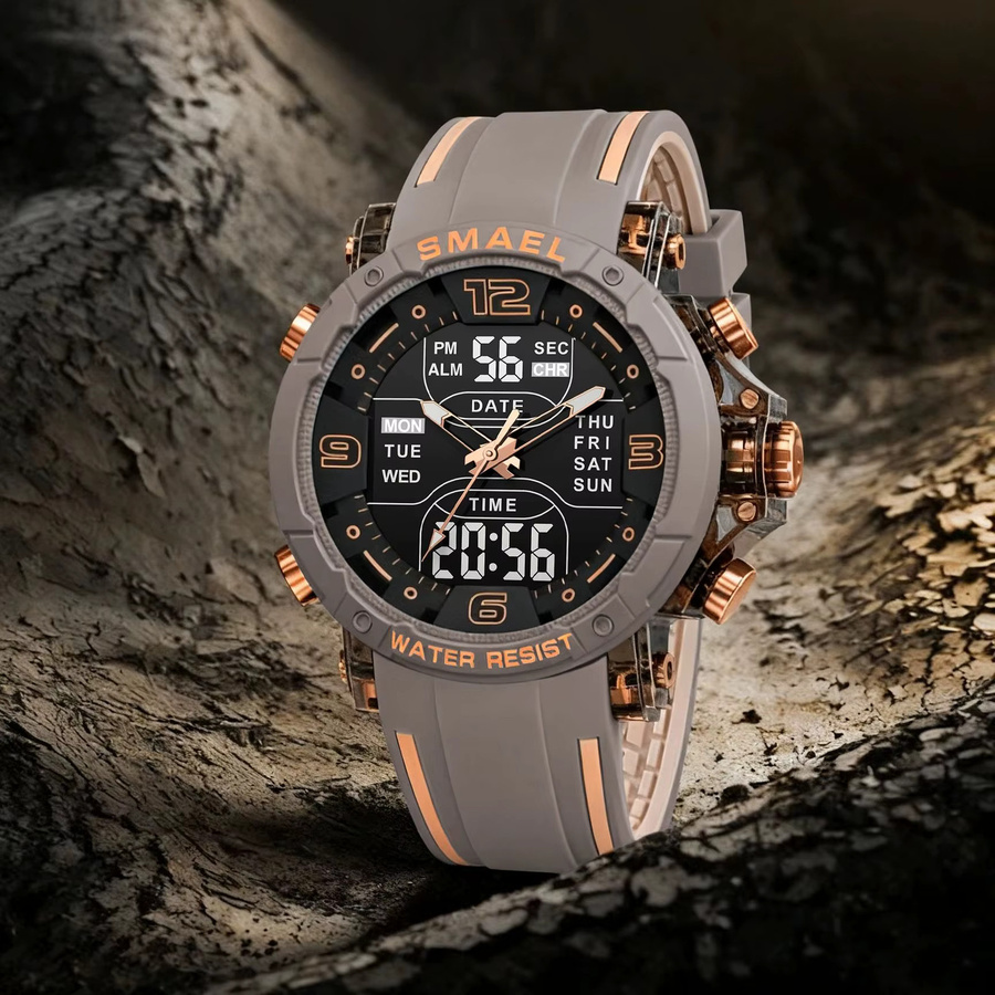 SMAEL Armbanduhr, Quarz, Digitaluhr, Kunststoff, Silikon, Schwarz, Unisex - Bild 1