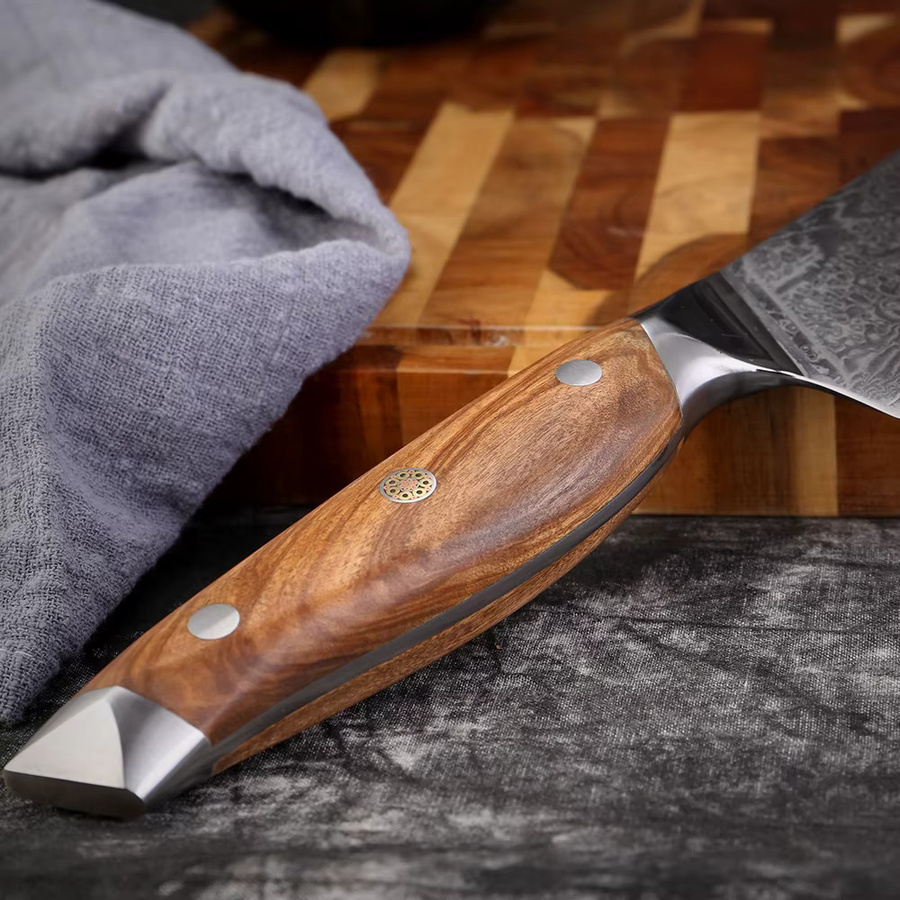 Xituo Nakiri Messer aus geschmiedetem Damaststahl mit Olivenholzgriff in Braun, Klingenlänge: 17,8 cm - Bild 2