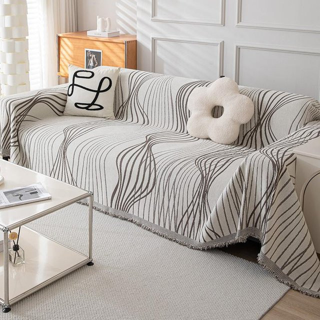 Super Six Chenille Sofa-Handtuch in Weiß, rutschfest und beidseitig nutzbar, B/B: 180 x 130 cm - Bild 1