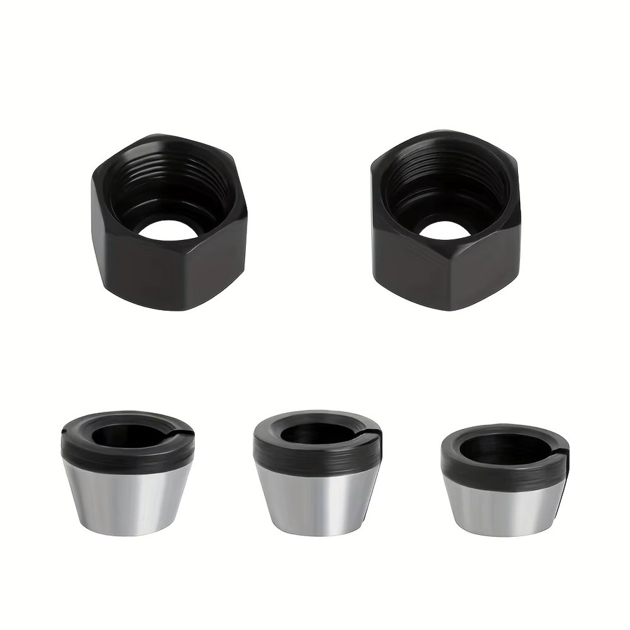 3/5-teiliges Fräser-Set für die Holzbearbeitung mit umwandelbaren Spannzangenfutter-Adaptern in Silber, inklusive Schaft-Adapter 6 mm, 6,35 mm und 8 mm mit Mutter - Bild 4