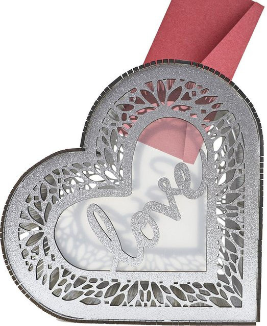 Personalisierte Hochzeitskartenbox von TOMTOP JMS in Silber im rustikalen Design mit Herz-Motiv - Bild 1