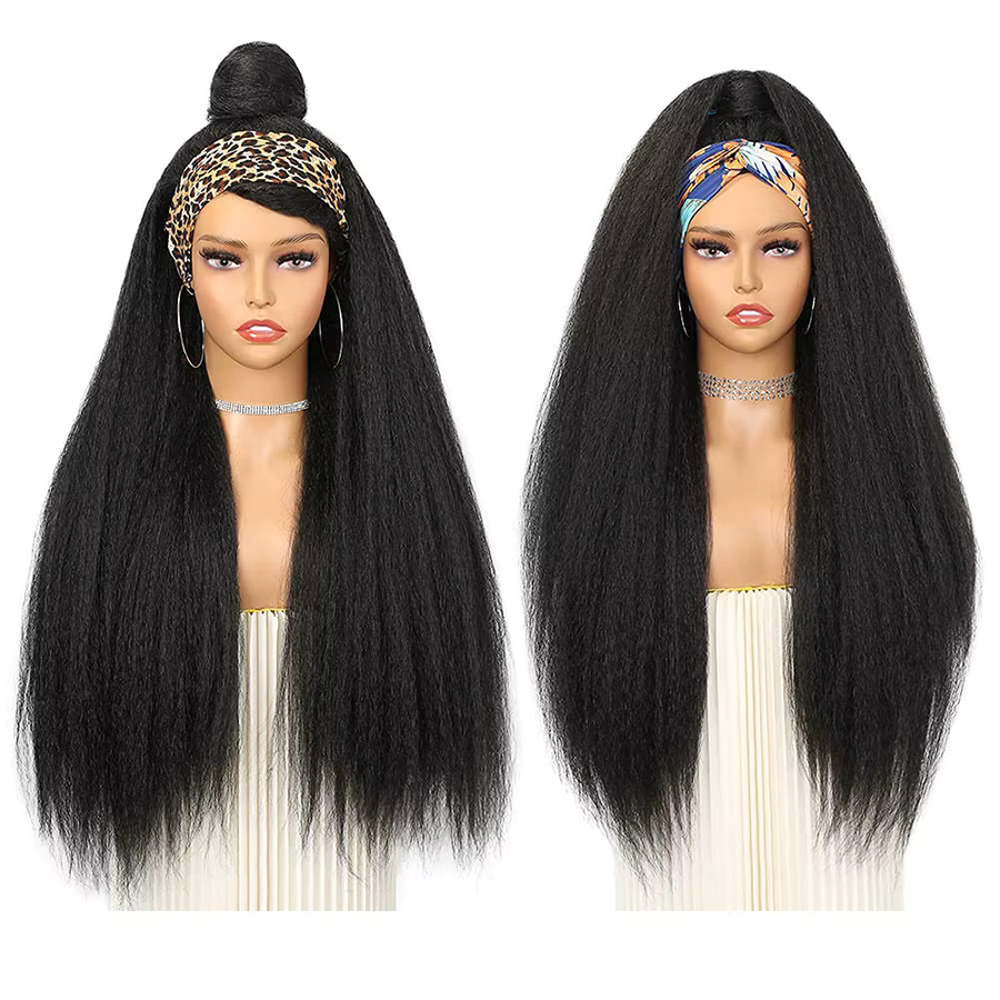 G&T Wig Stirnbandperücke, synthetisch, Yaki gerade, schwarz, Damen - Bild 3