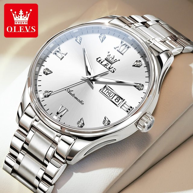 OLEVS Armbanduhr, Automatik, Edelstahl, Bicolor, Herren - Bild 1