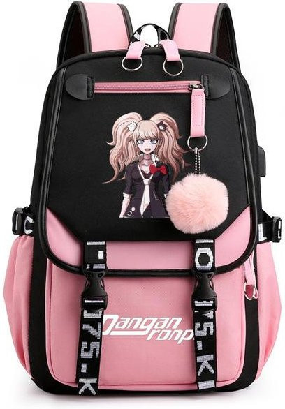 3-teiliges Schulrucksack-Set für Schüler in Pink mit Schultasche aus Oxford-Stoff, Schultergurt und Federmäppchen von 305 hair ball - Bild 1