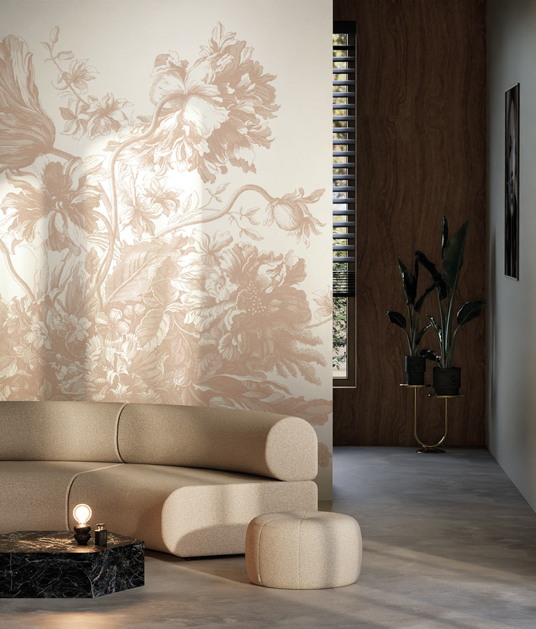 KEK Amsterdam Mural Engraved Flowers Uyterlinde Wandtattoo in Nude mit floralem Design, Farbe: Beige und Gold - Bild 2
