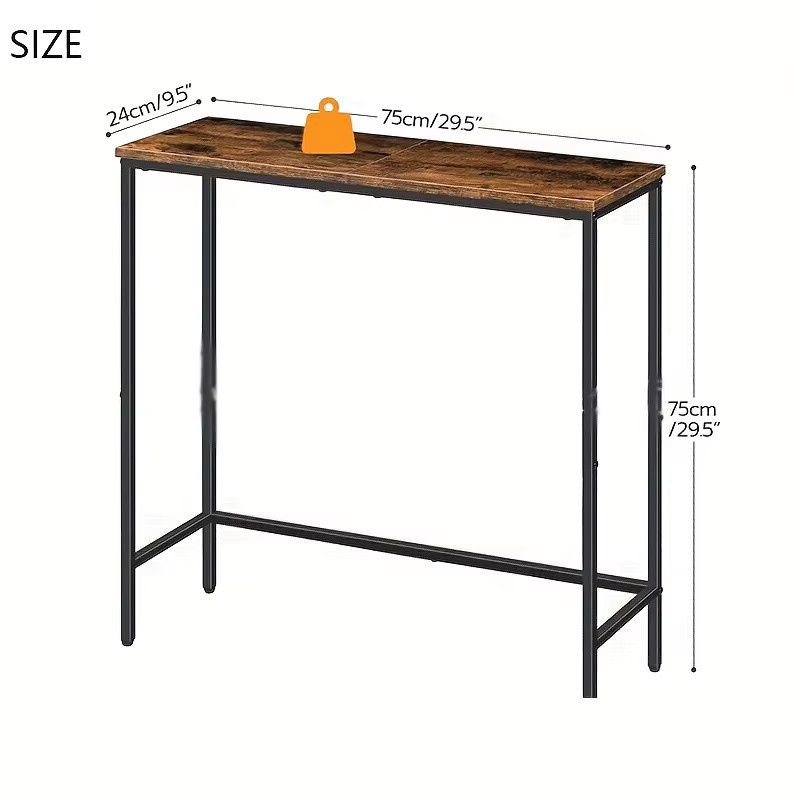 LIUSHADUOLA Konsolentisch im Industrial Design, rechteckiger Beistelltisch aus Holz in Braun für Wohnzimmer, Flur und Home Office - Bild 2