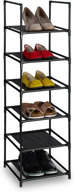 Relaxdays Schuhregal aus Stahl und Vlies in Schwarz und Grau mit 6 Ebenen, B/T/H: 106 x 33 x 33 cm - Bild 1