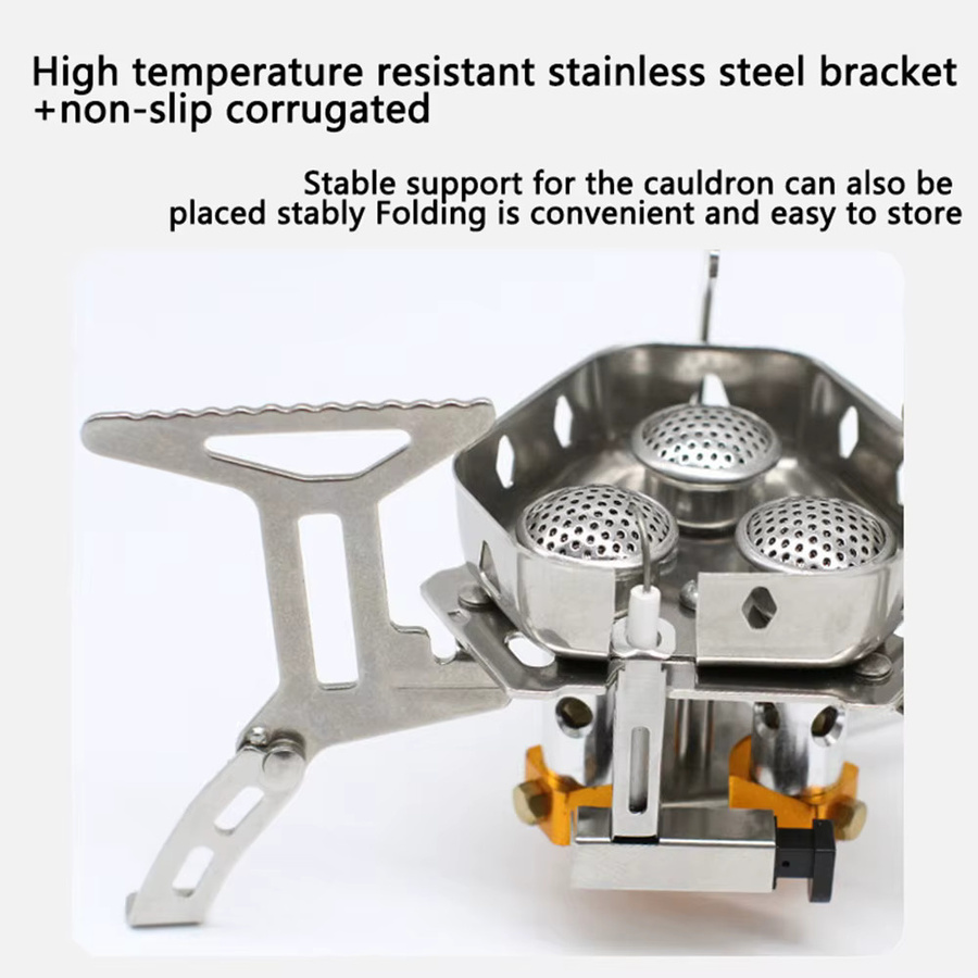Tourist Camping Gasherd mit 3 Brennern, Klappbarer Outdoor BBQ Gasofen, 5800 W Big Power, Silber - Bild 3