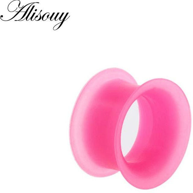 Alisouy Jewelry Flesh-Tunnel-Ohrstöpsel, Silikon, Rosa, Damen, 4mm - Bild 1