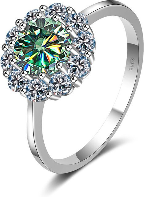 BIJOX STORY Ring, 925 Silber, blaugrüner Moissanit, Unisex - Bild 1