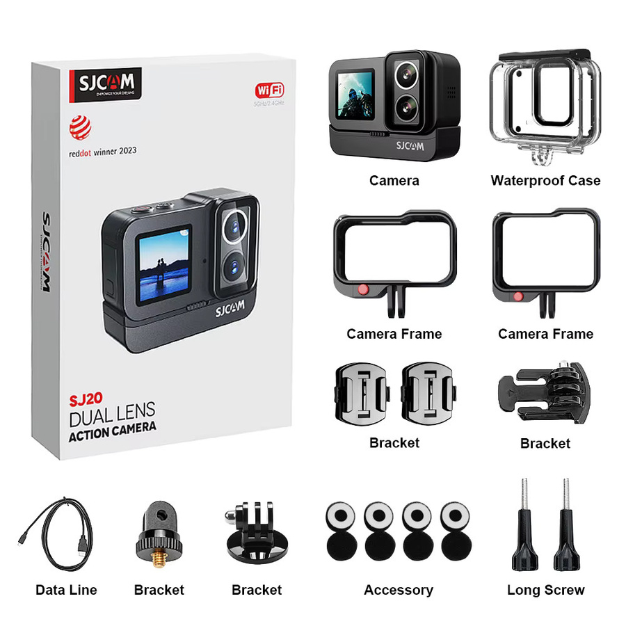 SJCAM SJ20 4K Outdoor-Sportkamera mit Anti-Shake, 5G WiFi und Bildschirm in Schwarz - Bild 4