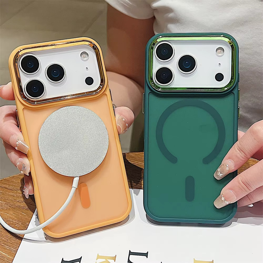 Xeber Magnetische Hülle für iPhone 12 bis 17 Pro Max Plus mit MagSafe Unterstützung, Acryl Transparent, Farbe: Transparent/Lila - Bild 1
