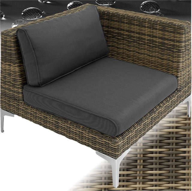 tectake Modulares Aluminium Rattanset Villanova Linkes Eckelement Anthrazit B/T/H: 89 x 89 x 72 cm - Bild 1