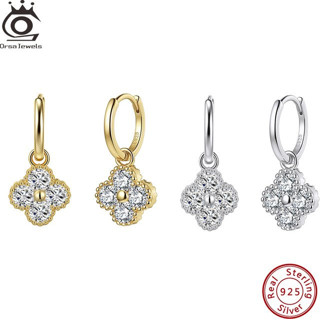 ORSA JEWELS Ohrringe 925 Silber, Kleeblatt, Moissanit, Damen - Bild 1