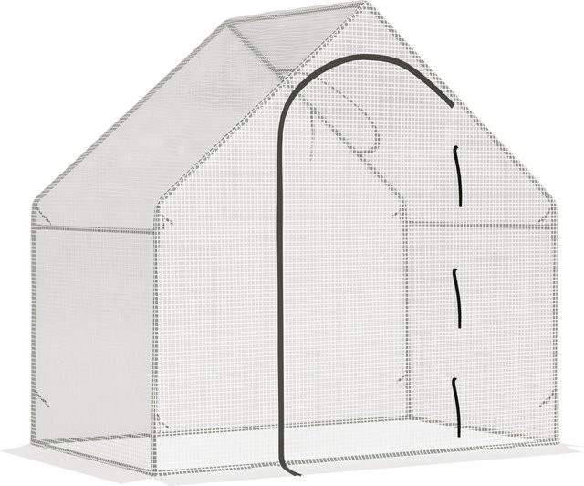 Outsunny Gewächshaus mit PE-Plastikabdeckung und Reißverschlusstür in Weiß, B/T/H: 180 x 100 x 168 cm - Bild 1