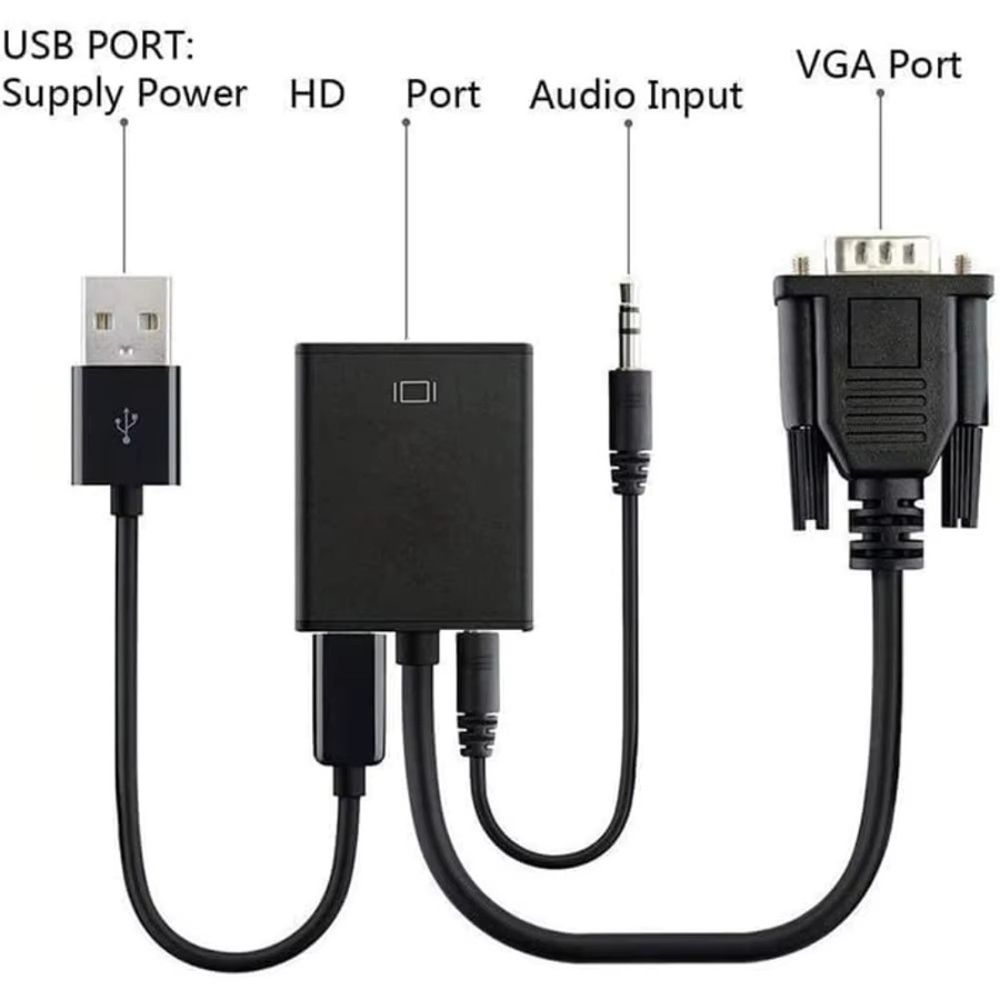 LccKaa VGA-zu-HDMI-Konverter in Schwarz mit 3,5-mm-Audio-Anschluss für 1080P Auflösung an Computer, Laptop, TV und Projektor - Bild 4
