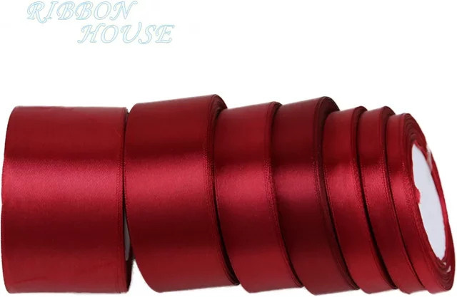 RIBBON HOUSE Satinband einseitig in Burgunderrot für Geschenkverpackungen und Weihnachtsdekoration, 25 Yards pro Rolle - Bild 1