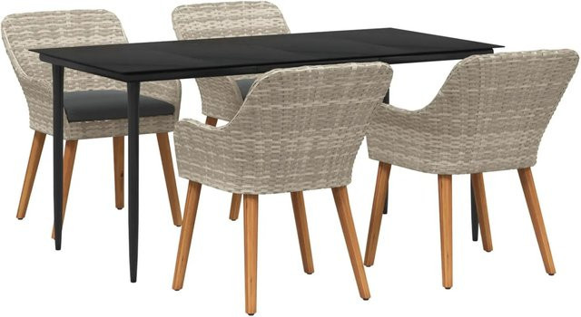 vidaXL Essgruppe aus Poly Rattan in Hellgrau für Garten und Außenbereich - Bild 1