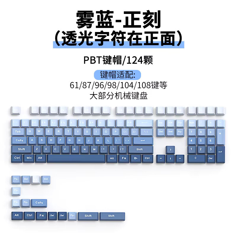 Mechanische Tastatur-Tastenkappen aus PBT mit Farbverlauf und seitlicher Gravur in Multicolour und Weiß für universellen Einsatz - Bild 2