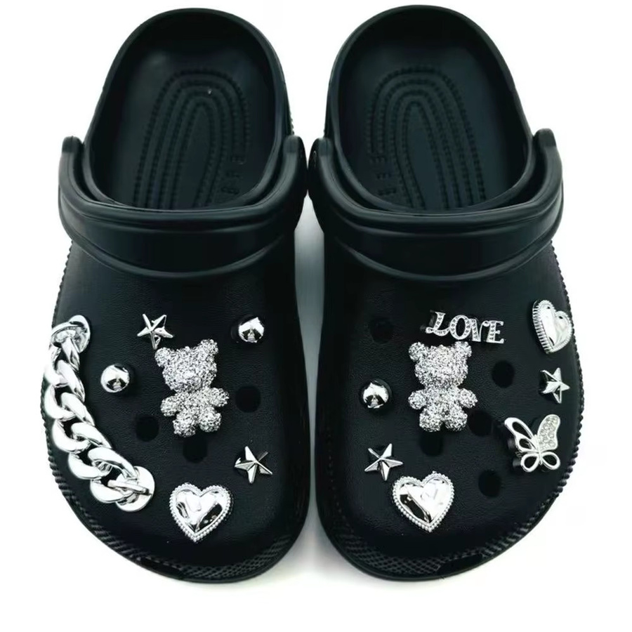FHLDING Schuhcharms-Set, Silberner Bär, Schmetterling, Pentagramm, Kette, Unisex - Bild 3