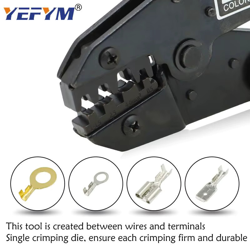 YEFYM Crimpzange HS-03BC für Rohr-, Koaxialkabel-, Kappen- und Isolierklemmen-Steckverbinder 2.8/4.8/6.3 mm - Bild 4