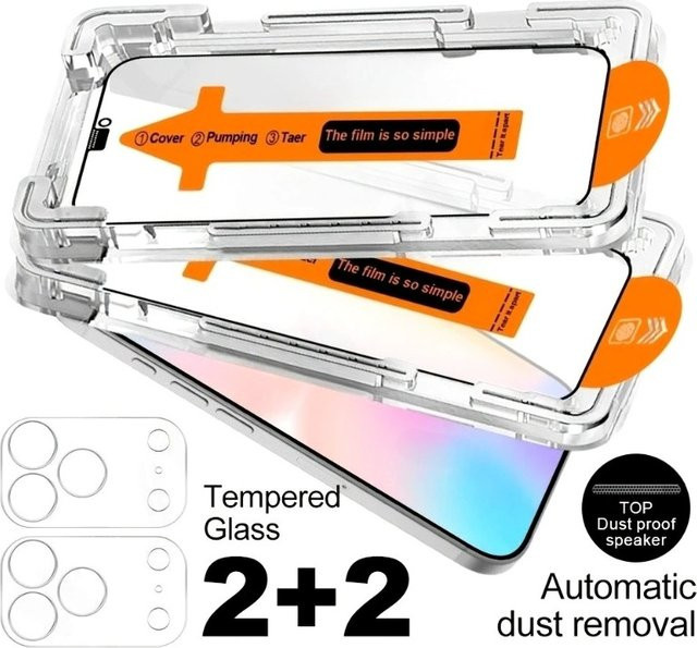 ZMZE 4-in-1 Displayschutz und Kameralinsen-Glas Set für iPhone 17 16 15 14 13 12 11 Pro Max Plus Air 16e transparent - Bild 1