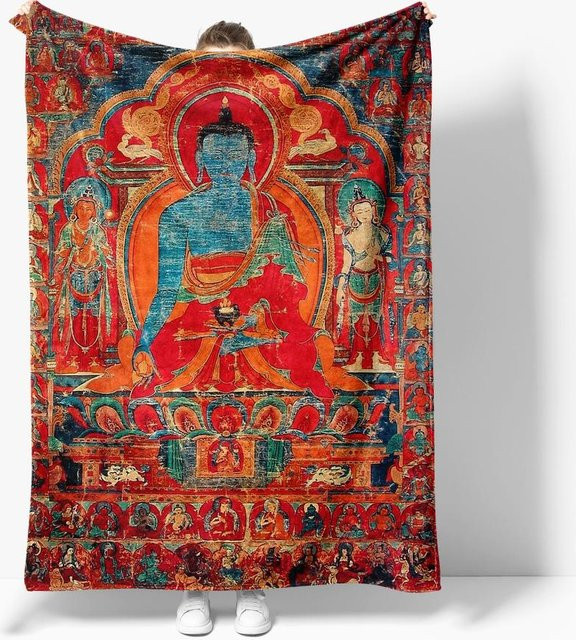 JMG Household Supplies Paisley Seiden-Überwurfdecke aus Fleece in Multicolour, B/B: 100 x 130 cm - Bild 1