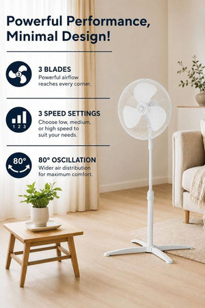 Kumtel Standventilator Opviq in Weiß aus Kunststoff, H x B x T: 56,3 x 10,5 x 42,1 cm