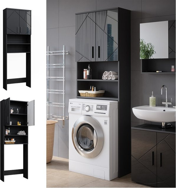 Vicco Waschmaschinenschrank Irma Badezimmer in Anthrazit Hochglanz B/H: 64 x 191 cm - Bild 1