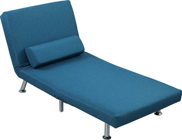 HOMCOM Schlafsessel mit Bettfunktion in Blau, klappbarer Relaxsessel aus Leinenoptik mit verstellbarer Rückenlehne und Stahlrahmen - Bild 1