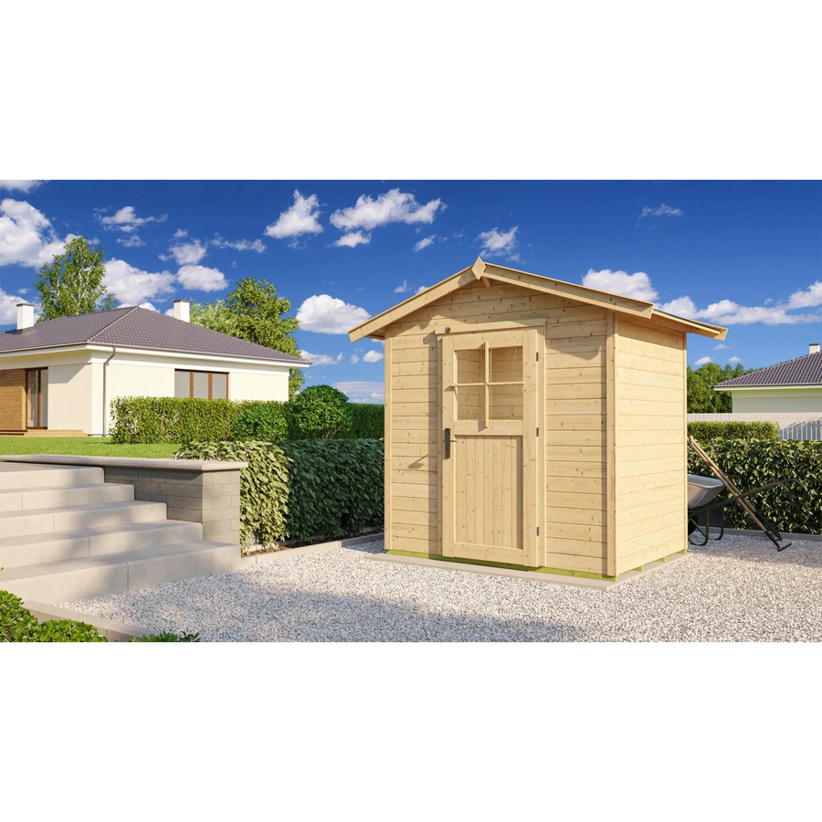 WEKA Gartenhaus 223 aus europäischer Fichte mit Satteldach und Vordach, beige, B/H/T: 260 x 227 x 154 cm - Bild 2