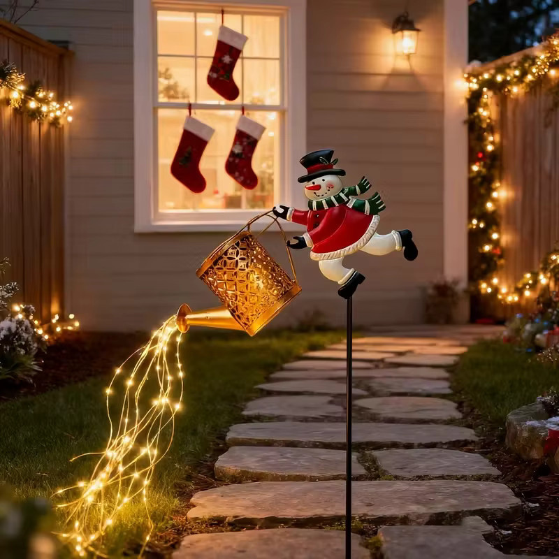 ledcbet Solar-Schneemann und Weihnachtsmann Gartenleuchten für die Weihnachtsdekoration, Solar-Rasenlampe und Hängelaterne in Weiß und Multicolour - Bild 3