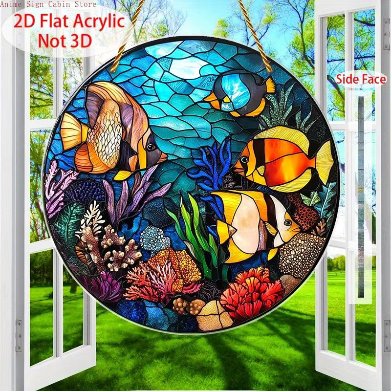 Potdemiel Suncatcher Rundes Wandbild mit Natur- und Wildnis-Motiv aus Acryl, Mehrfarbig, Durchmesser: 20 cm - Bild 2