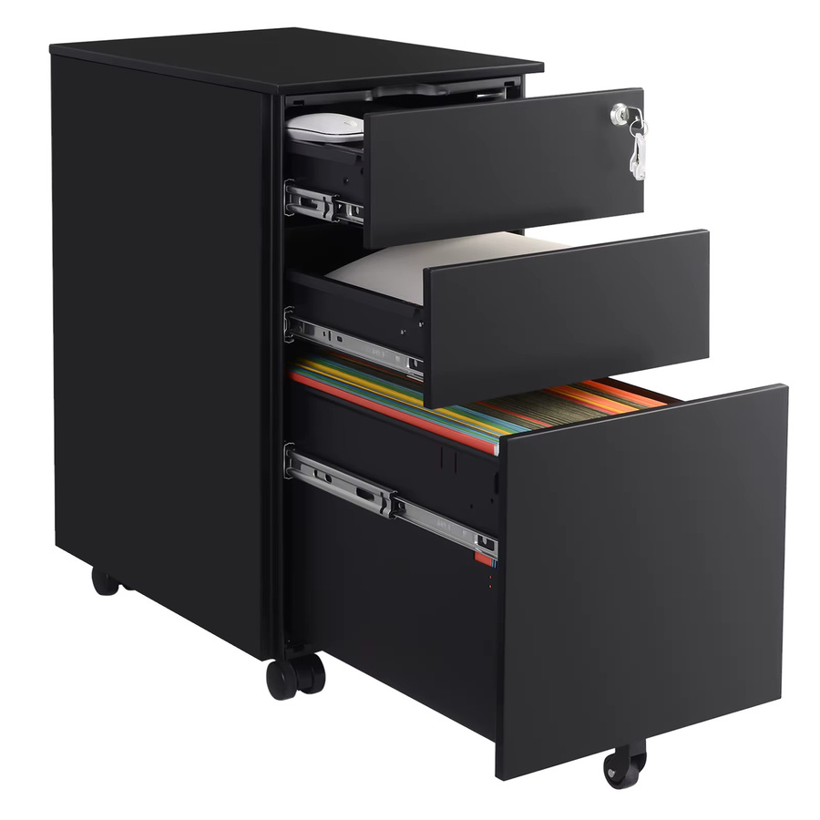 Songmcis Rollcontainer mit 3 Schubladen und Schloss für das Home Office, B/T/H: 45 x 30 x 60 cm - Bild 7