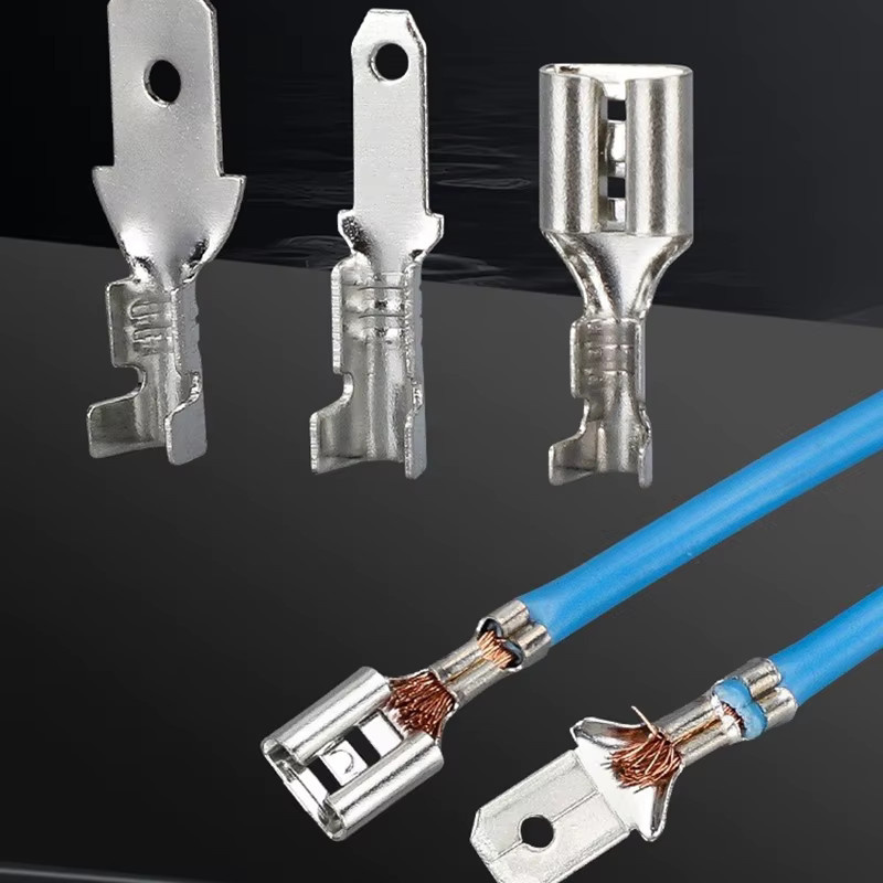 Stecker und Buchsen-Steckverbinder mit Federklemmen und transparenter Hülle für elektrische Kabelverbindungen, Größen: 2,8 mm, 4,8 mm und 6,3 mm, Farbe: Transparent/Silber - Bild 3