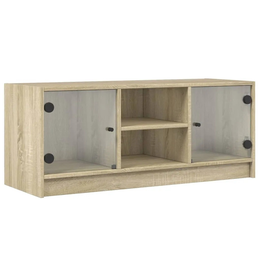 vidaXL TV-Schrank mit Glastüren in Sonoma-Eiche, B/T/H: 102 x 37 x 42 cm - Bild 2