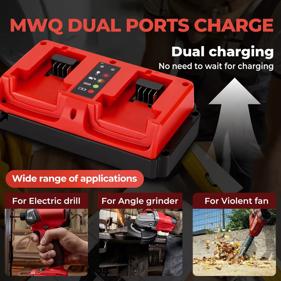 Milwaukee Mini Dual Schnelles Ladegerät für M18 14,4 V und 18 V Lithium-Batterien in Rot - Bild 4
