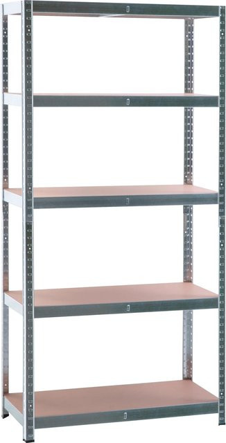 OBI Metall-Schwerlastregal verzinkt mit verstellbaren Regalböden, Farbe: Silber/Grau, H x B x T: 180 x 90 x 40 cm - Bild 1