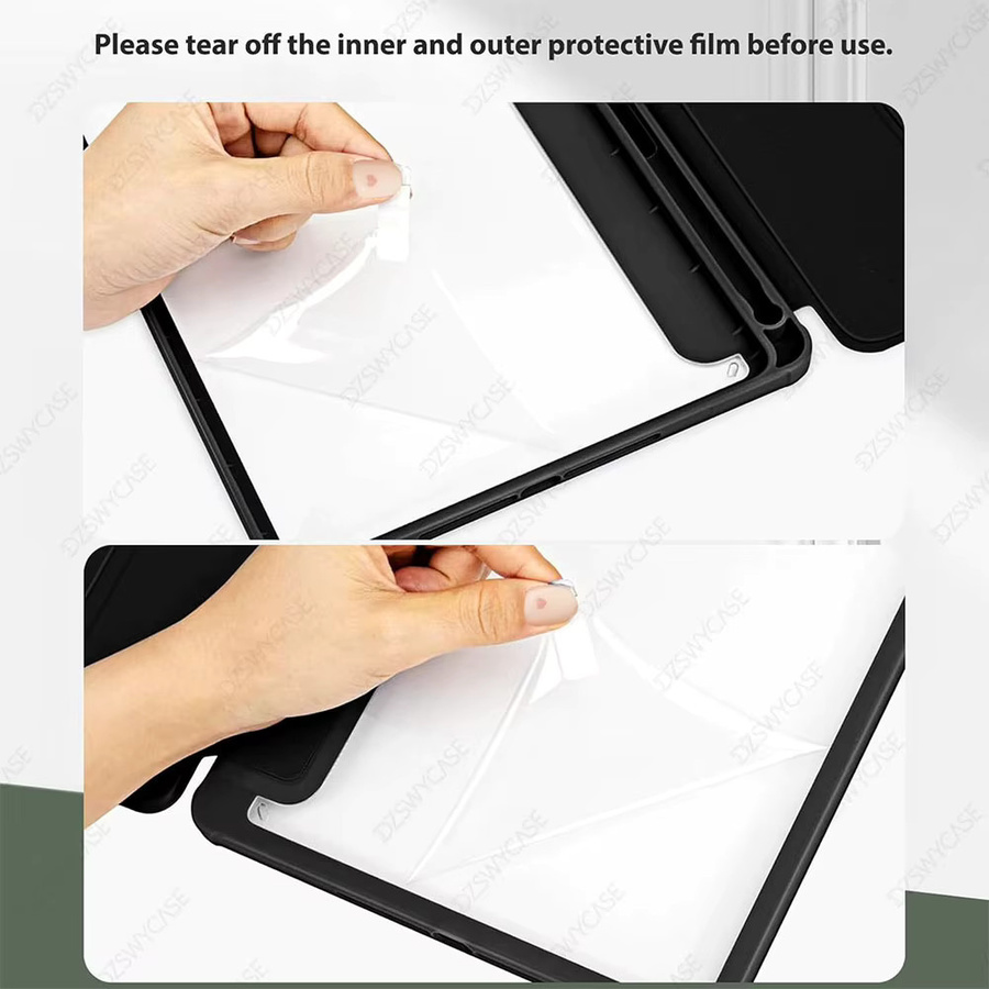 DZSWYCASE Schutzhülle für iPad 5. und 6. Generation sowie iPad Air 1 und 2 (9,7 Zoll) mit Stifthalter und transparenter Rückseite, Auto-Wake/Sleep-Funktion - Bild 4