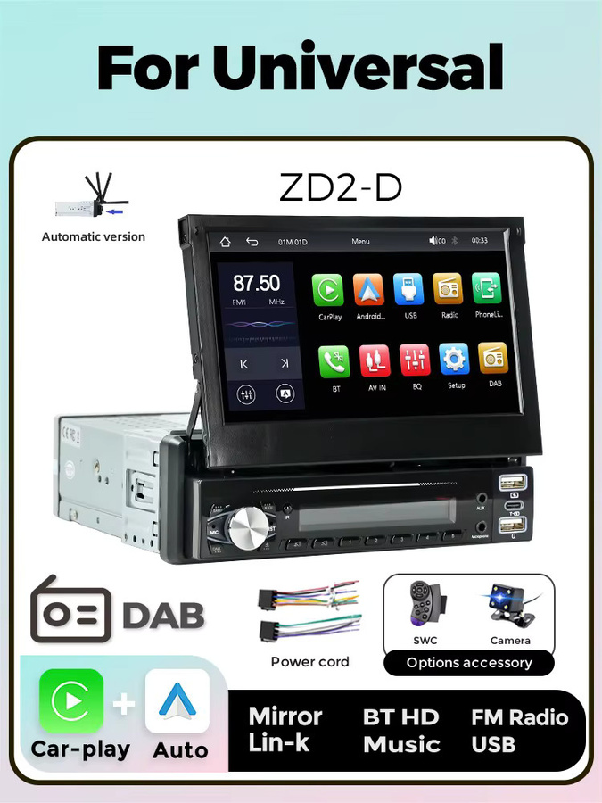 NAVIFANS Multimedia Autoradio mit 7 Zoll HD Touchscreen, DAB, Carplay, Android Auto und MirrorLink in Schwarz - Bild 5