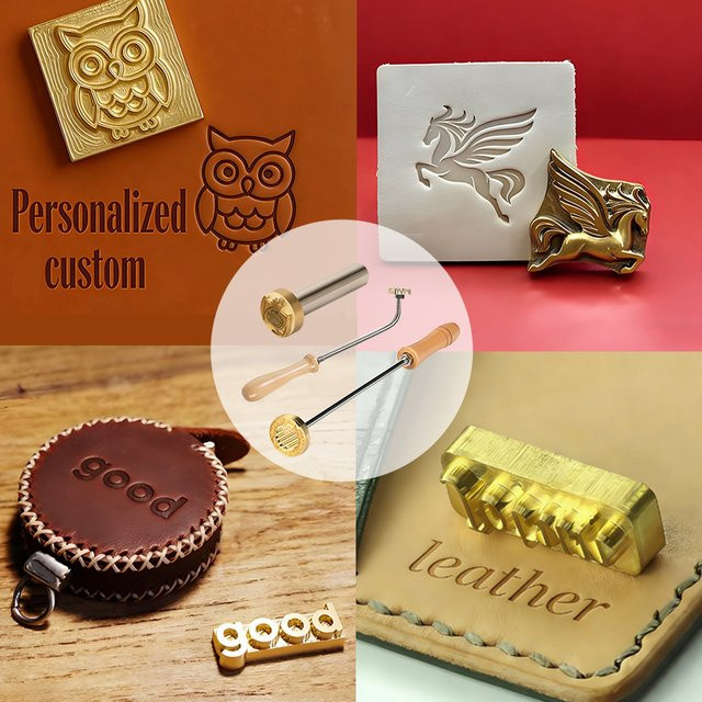 Personalisierter Messing-Brandeisenstempel mit individuellem Logo für Heißprägung in Gold, DIY-Bastelset für Holz, Leder und Backwaren - Bild 1