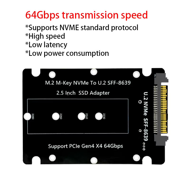 RGEEK M.2 NVMe zu U.2 SFF-8639 Adapter Karte, PCIe 4.0 Gen4 SSD Erweiterungskarte für M Key, Schwarz - Bild 2