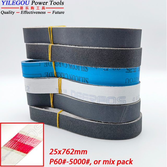 5 Stück Carborundum Schleifband für Metall und Messer, Körnung P60-5000, Breite: 2,5 cm, Länge: 76,2 cm - Bild 1