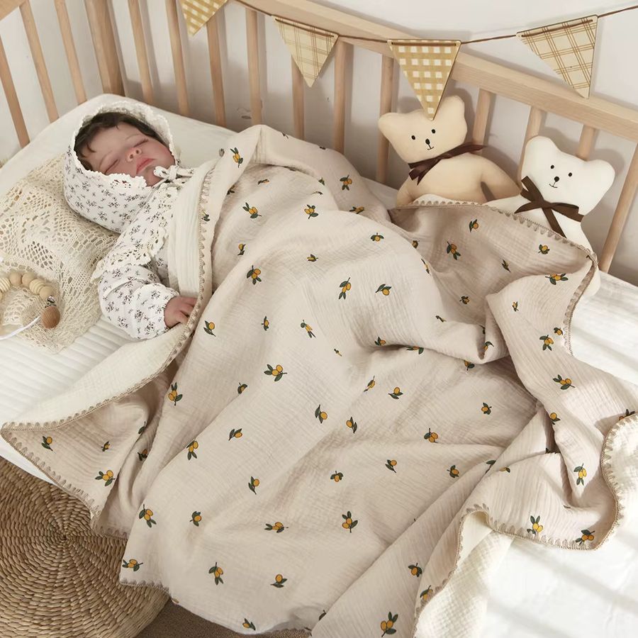 DANIVIVI 4-lagige Musselin-Babydecke aus Baumwolle in Olive - Bild 1