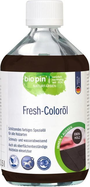 biopin Holz-Coloröl Ebenholz in Schwarz, wasserabweisend und lebensmittelecht, Satin-Glanz - Bild 1