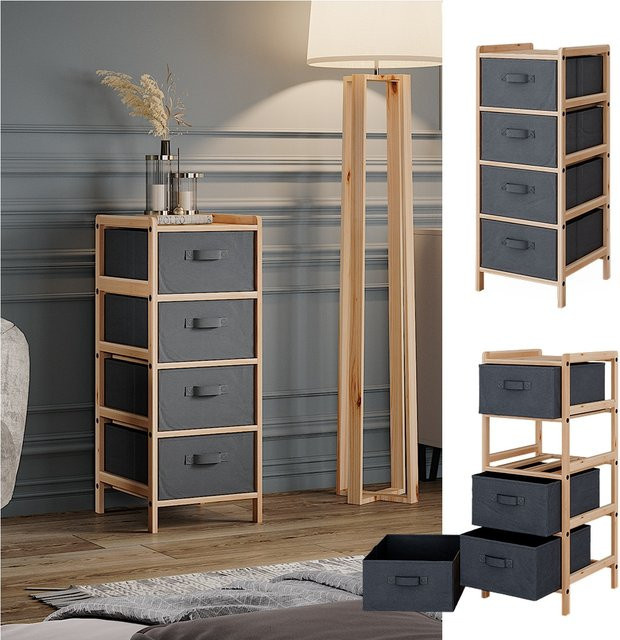 Vicco Badschrank Bruno Grau mit 4 Stoffschubladen B: 34,5 cm, H: 86 cm - Bild 1
