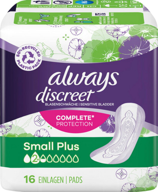 Always Discreet Inkontinenz Einlagen Small Plus 2+, 26 Stück - Bild 1