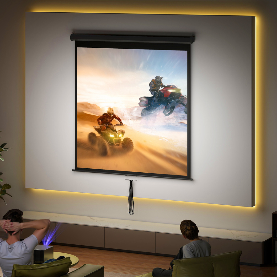 HOMCOM Beamer Leinwand 85 Zoll in Schwarz und Weiß für Heimkino und Büro-Präsentationen, B/H: 152 x 152 cm - Bild 2
