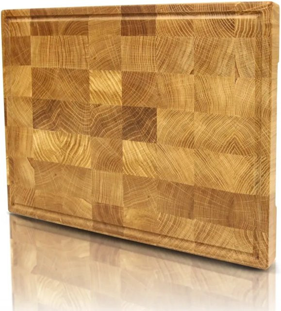 DELUKE Schneidebrett Mila aus Eiche Braun, Stirnholz mit Saftrille, B/T/H: 40 x 30 x 4 cm - Bild 1