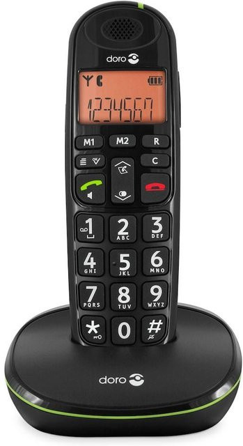 Doro PhoneEasy 100w Schnurlostelefon mit Rufnummernanzeige und DECT GAP in Schwarz - Bild 1